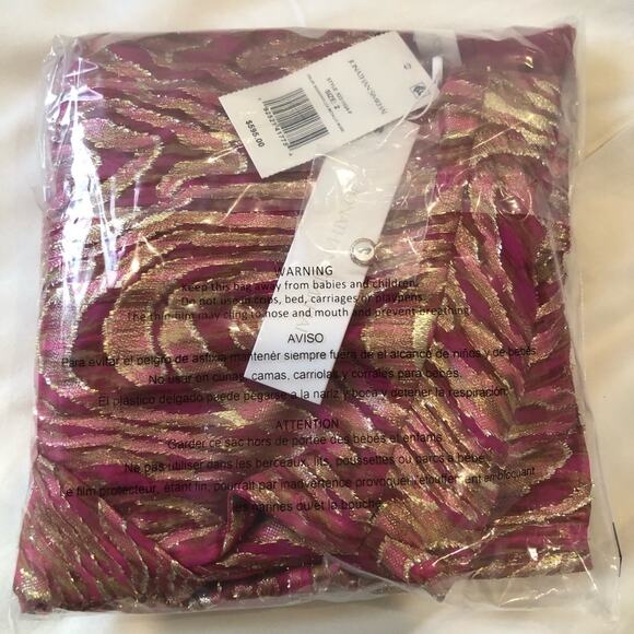 NWT Jonathan Simkhai Halen Ruched Metallic fil coupé silk-blend moire Dress - Picture 9 of 12